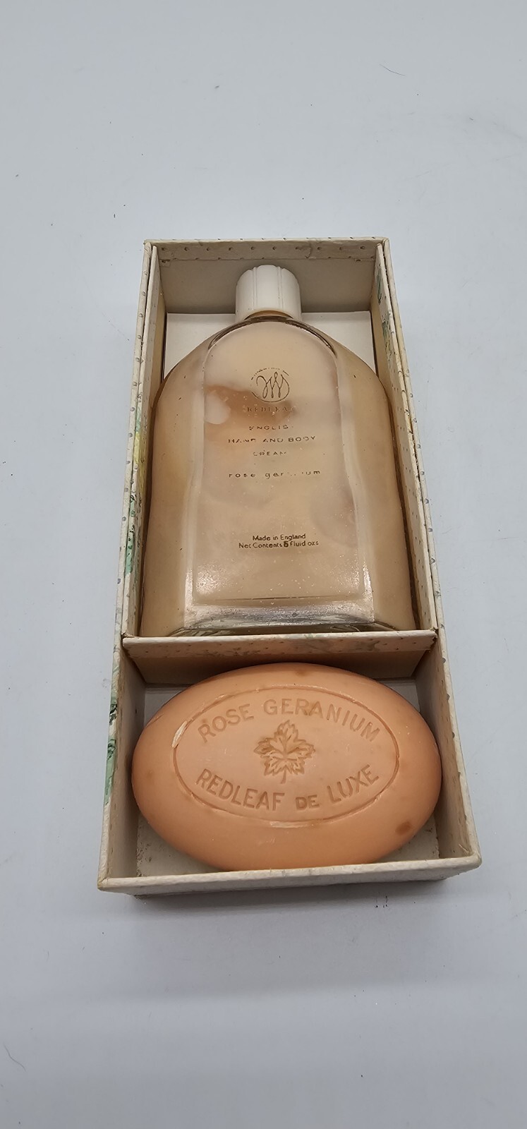 Vintage Redleaf Deluxe Rose Geranium Soap Bar & Body Lotion Boxed Set NOS *READ