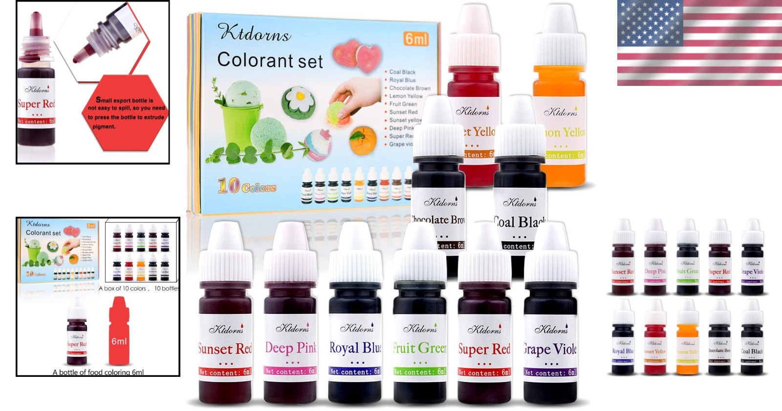 Complete Soap Dye Collection – 10 Rich Liquid Colors in Convenient Bottles