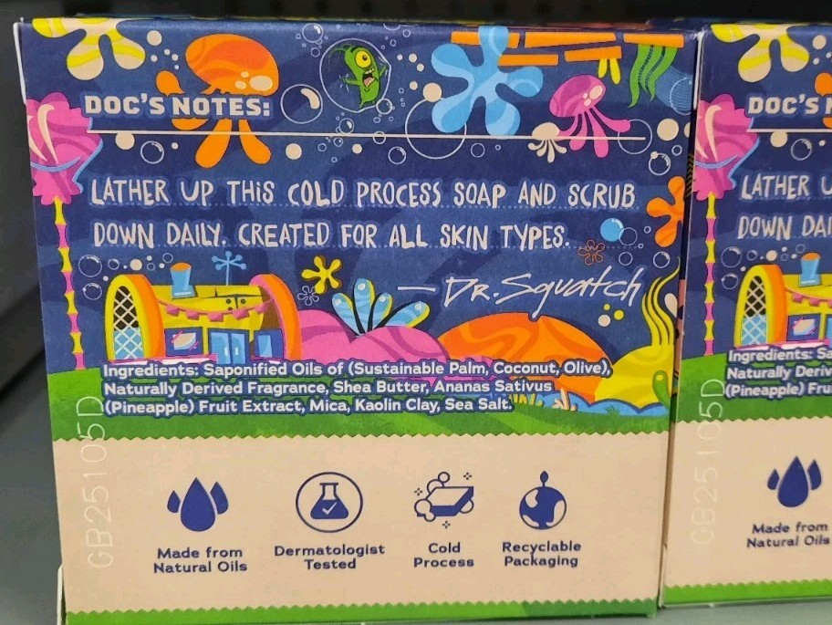 DR. SQUATCH NAUTICAL NONSENSE SPONGEBOB SQUARE PANTS LIMITED SOAP Lot of 2 Bars