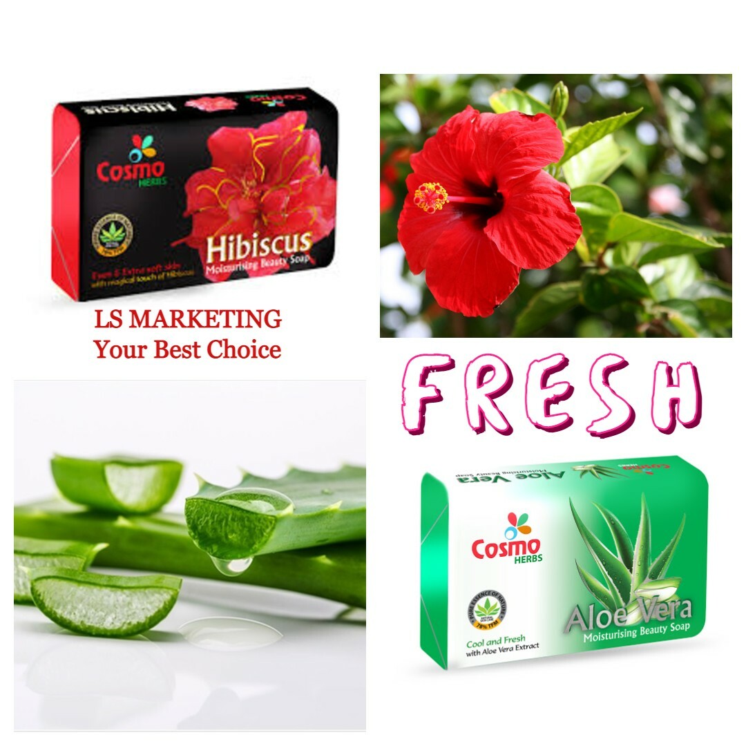 100%Pure Hibiscus-Aloe vera Natural Herbal Moisture Beauty Cool Fresh Soap 100g