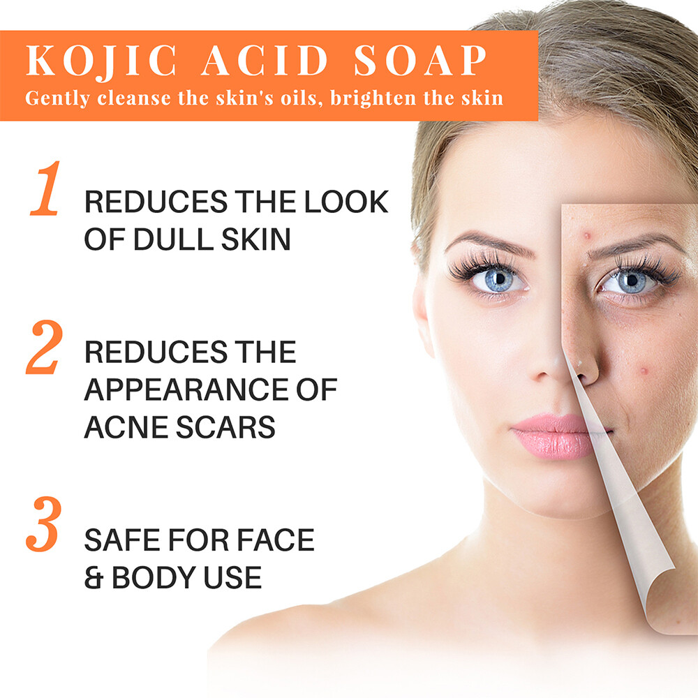 1-5X Kojic Acid Soap Dark Spot Whitening Turmeric Soap Skin Bleaching Lightening
