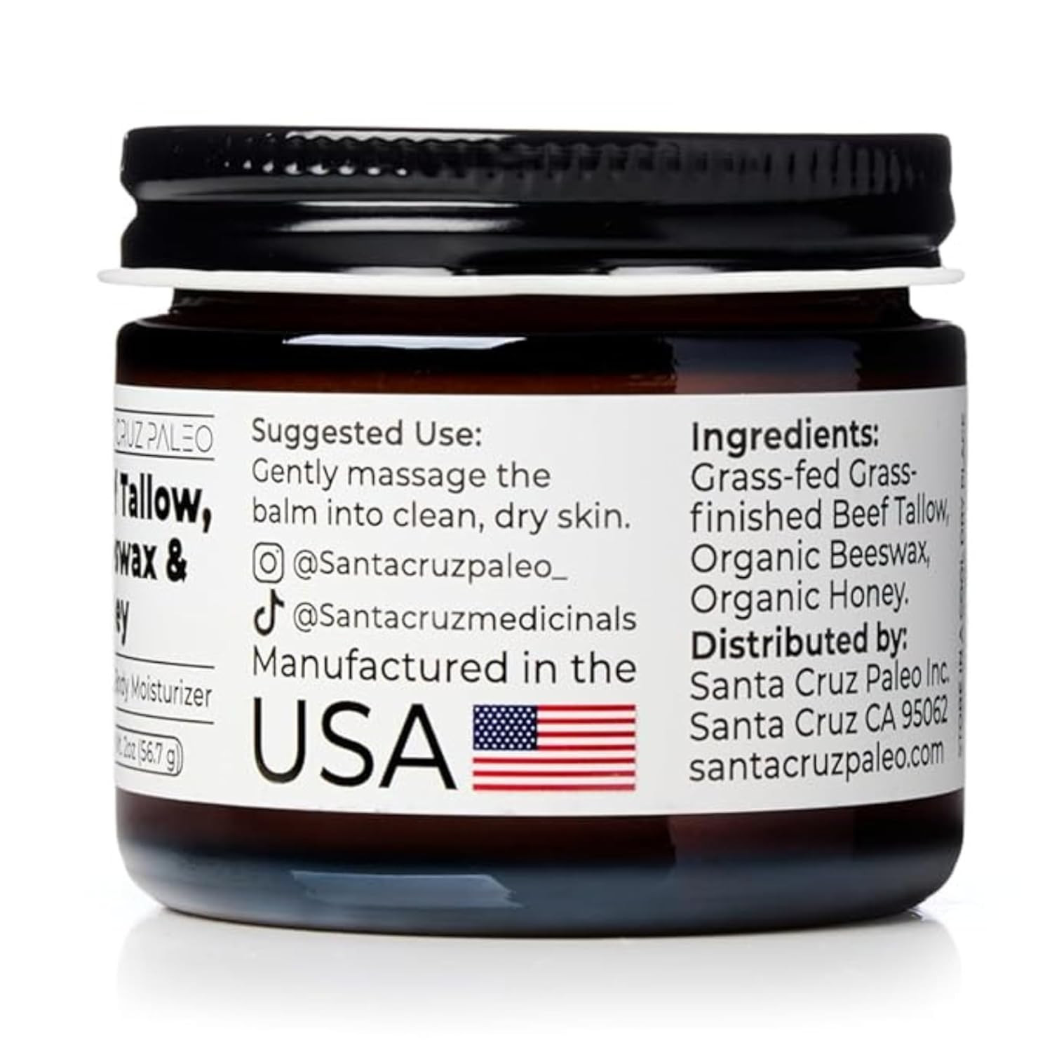 , Beef Tallow, Beeswax & Honey Face Moisturizer, Organic, Unscented Grassfed Bee