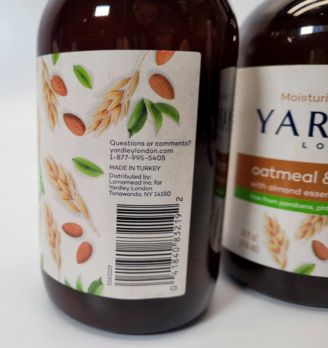 Lot of 2 Yardley Oatmeal Almond Moisturizing Liquid Hand Soap 14 Fl Oz Each