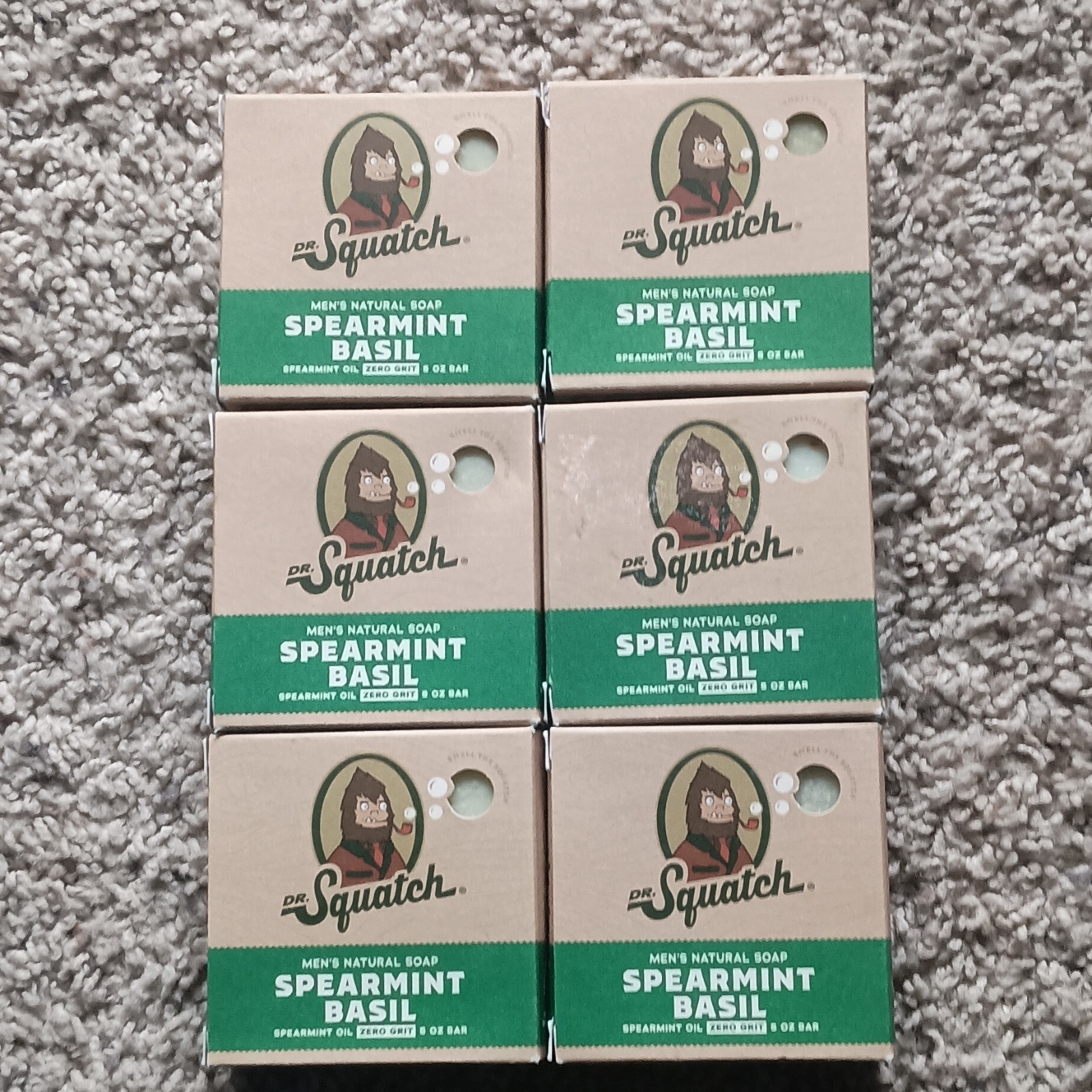 Dr. Squatch Men Spearmint Basil Bar Soap Zero Grit Multipack 5 oz Bars X6
