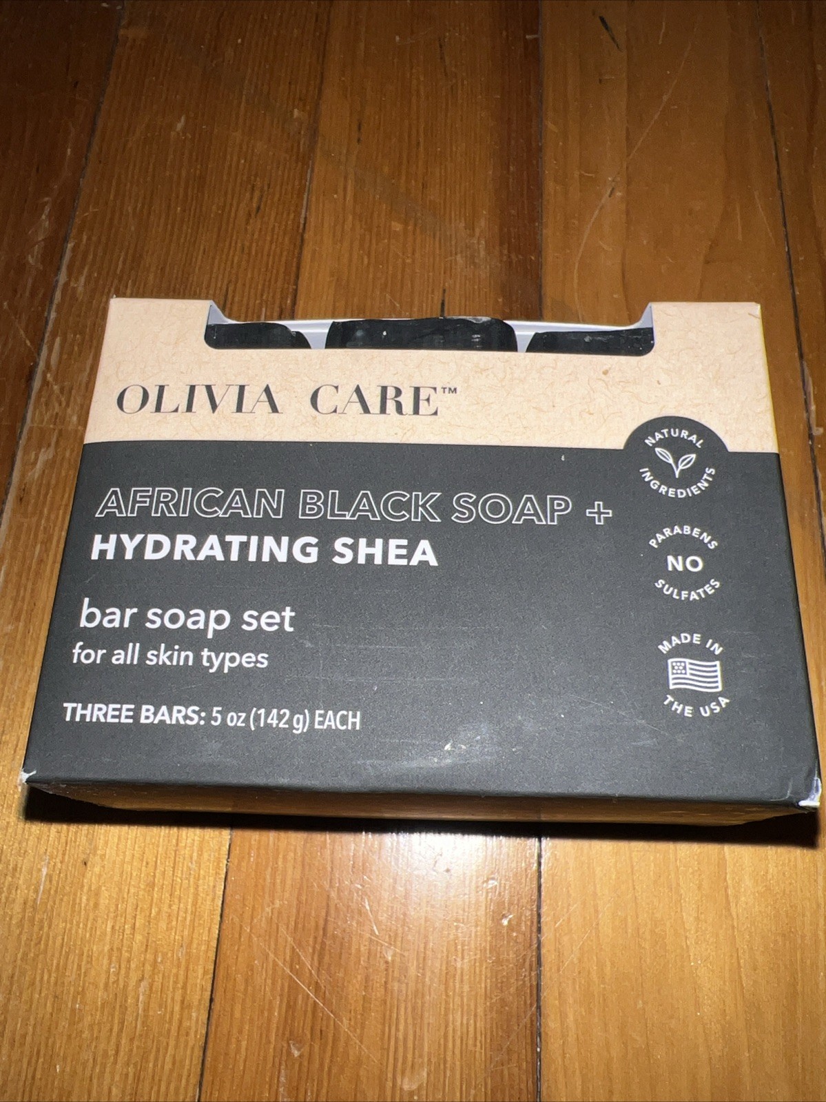 NIB Olivia Care AFRICAN BLACK BAR SOAP Hydrating SHEA 3pc Set 5oz each