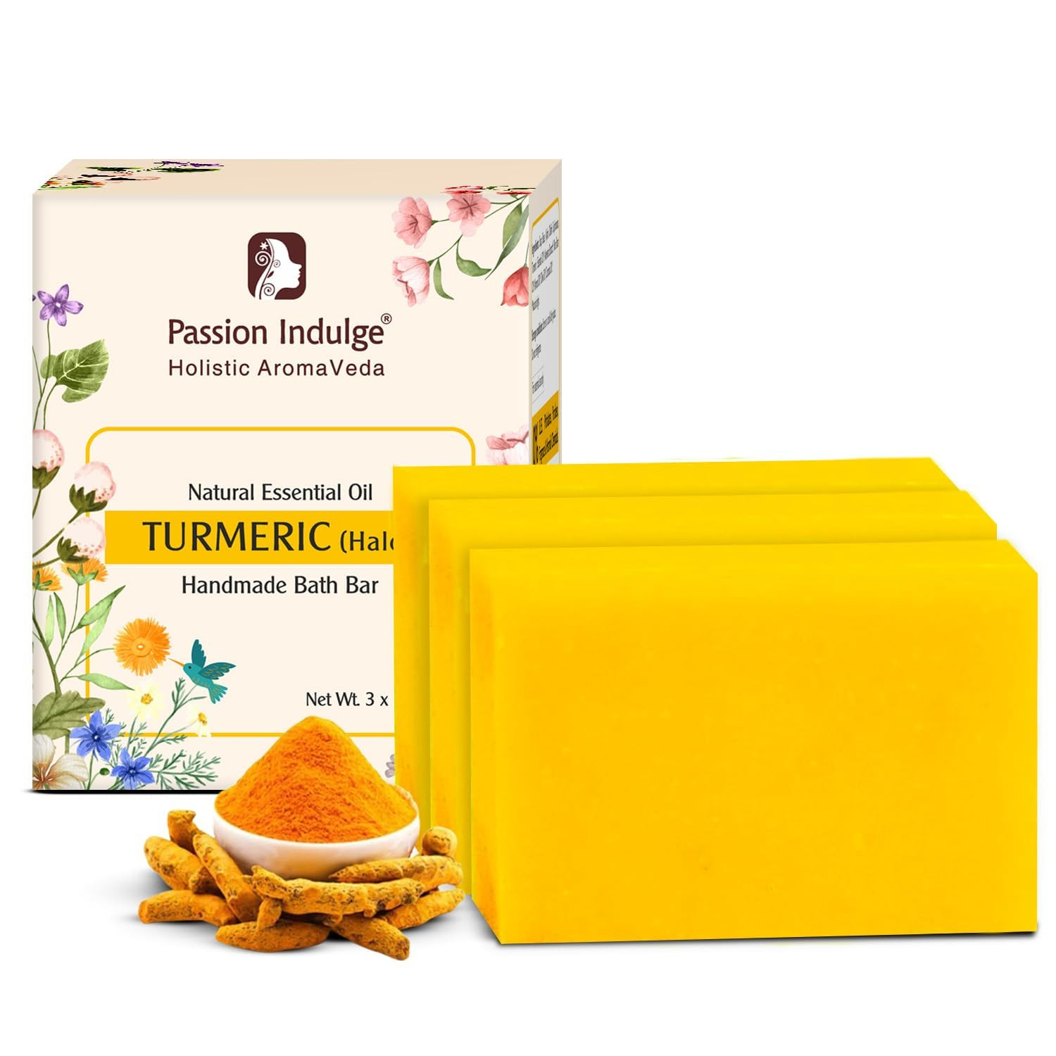 Turmeric Handmade Soap Bar – (Pack of 3), Natural Essential Oil Nourishing Bath