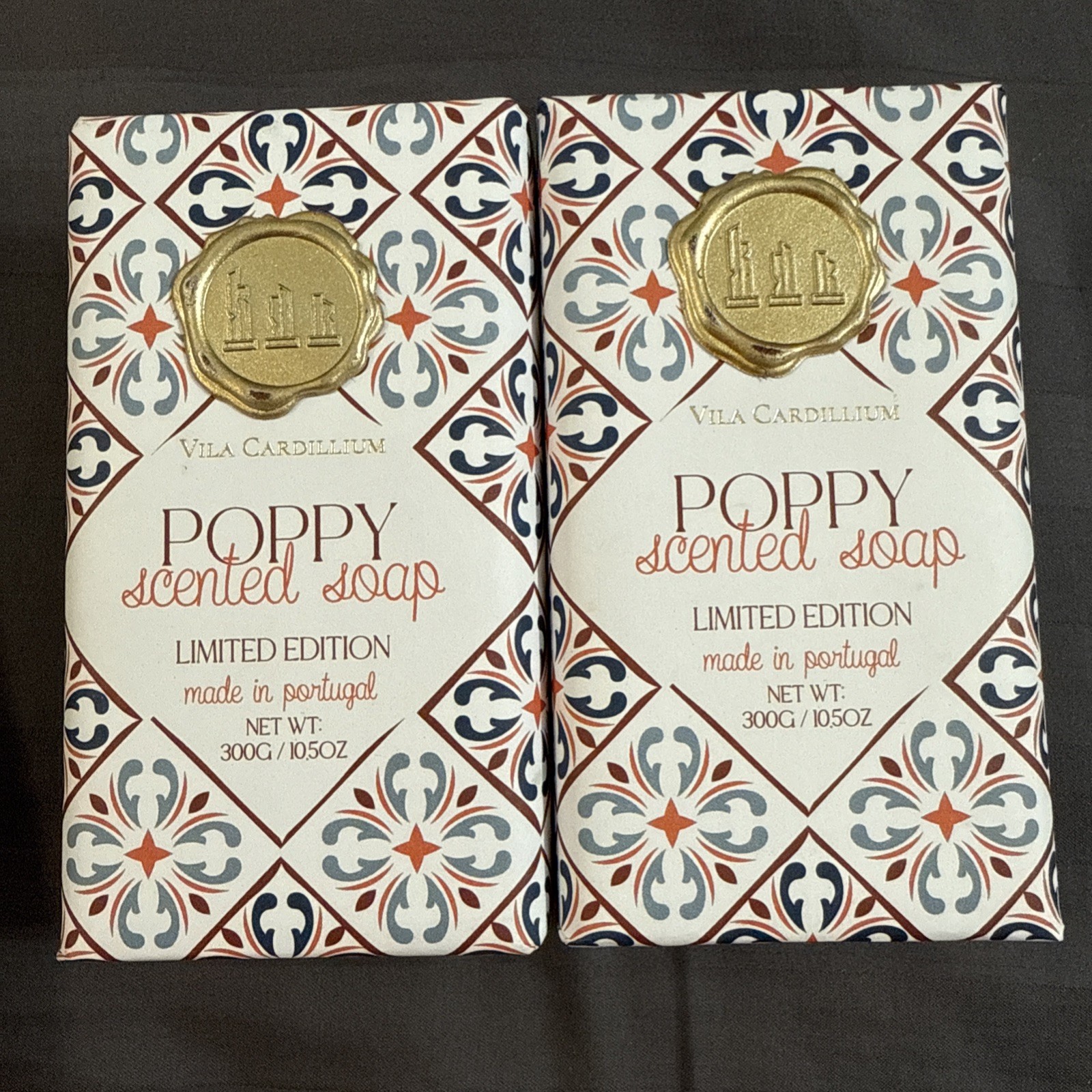 2X Vila Cardillium POPPY Scented Bar Soap 300g/10.5oz LIMITED EDITION Portugal