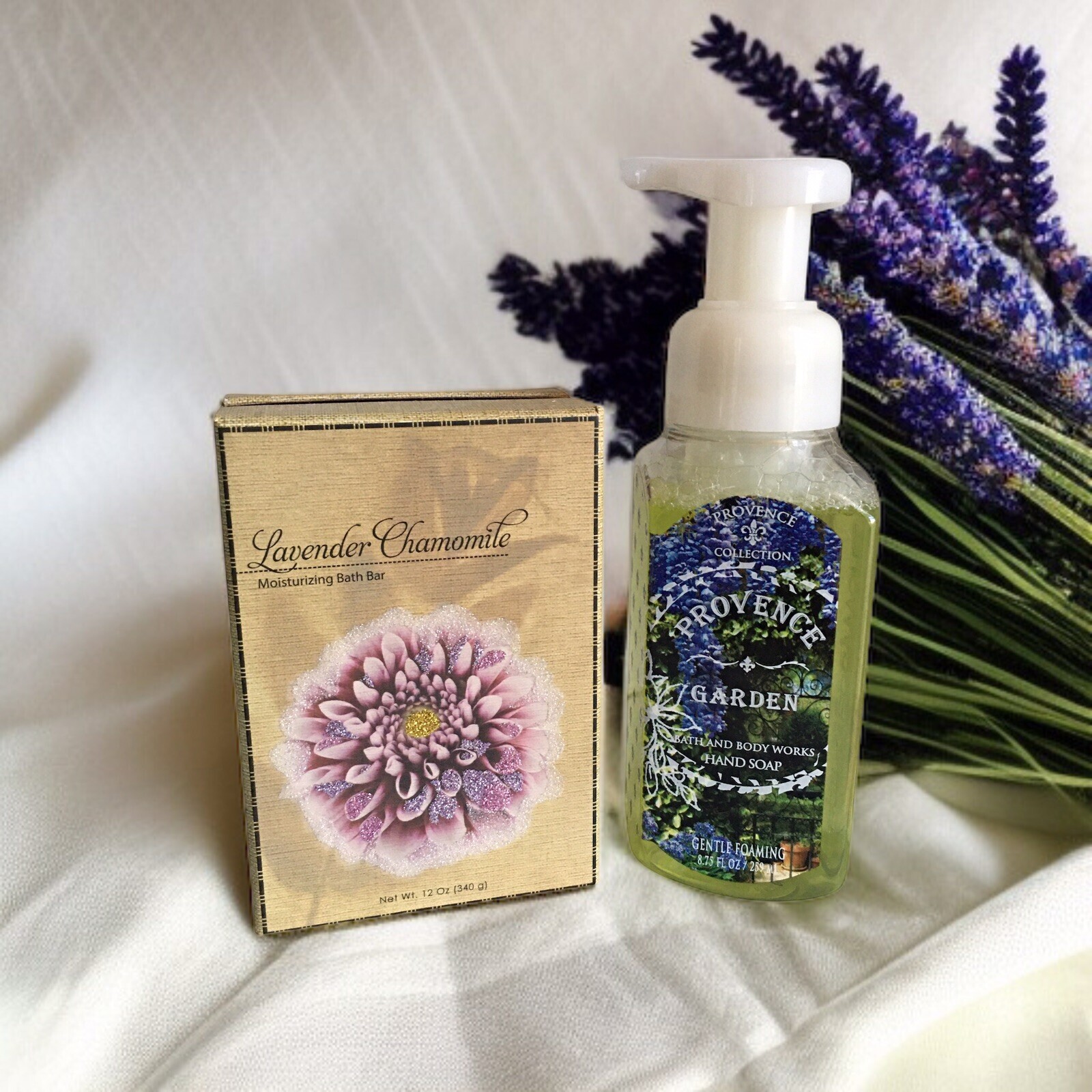 Bath & Body Works PROVENCE GARDEN Gentle Foaming Hand Soap and Bath Bar Gift Set