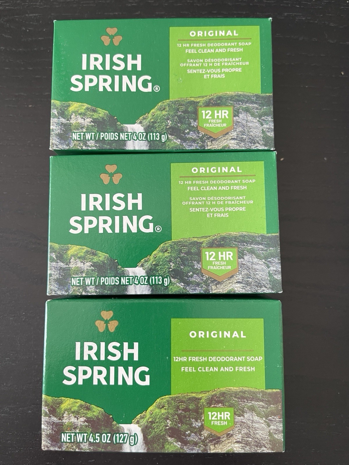 Irish Spring Original Clean 12HR Fresh Deodorant Soap 4.5 OZ (3 Pack)
