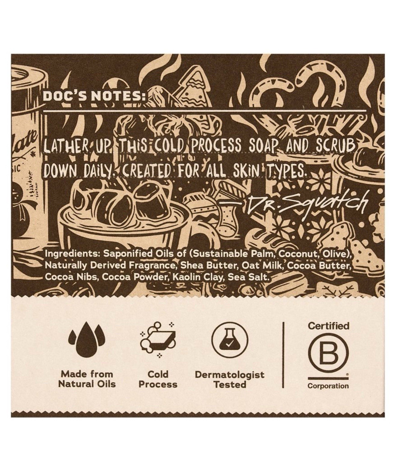 Dr Squatch Hot Choccy Milk Cocoa Christmas Men’s Bar Soap 5 oz Chocolate Retired