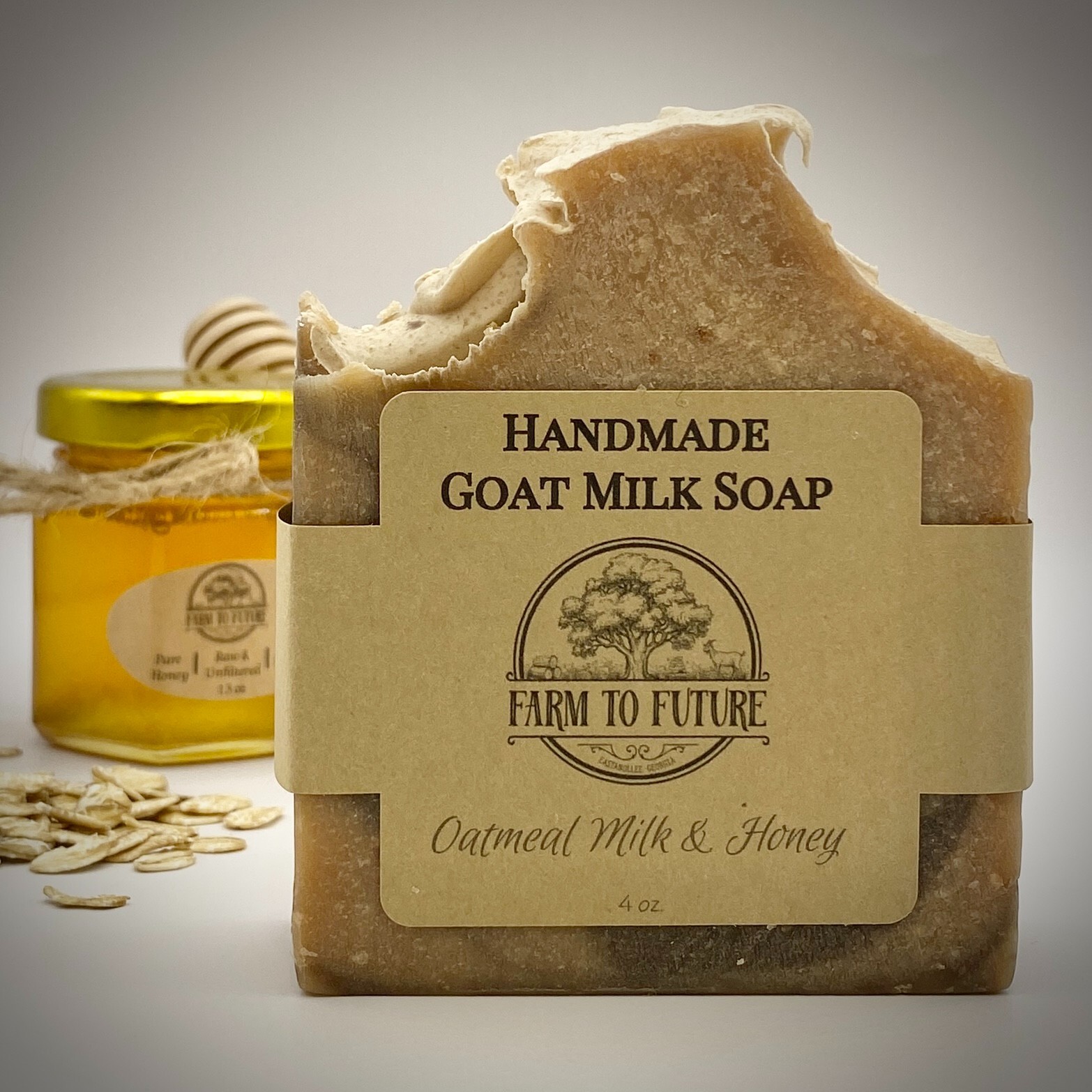 4oz Handmade Goat Milk Soap, Oatmeal Milk Honey, Sensitive Skin, Natural Soap