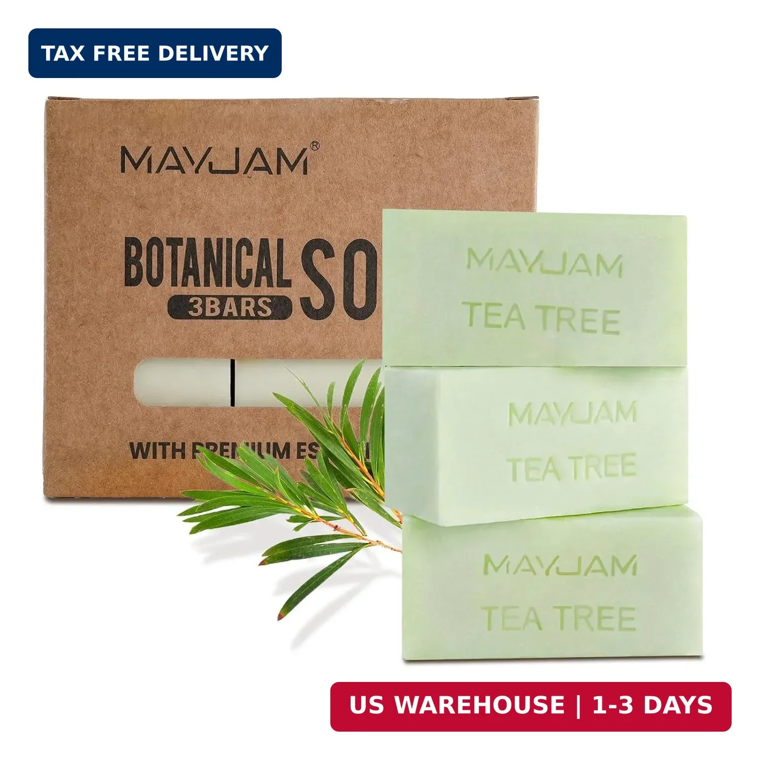 MAYJAM Tea Tree Oil Soap Bar, Natural Botanical Tea Tree Bar Soap with Vitamin E
