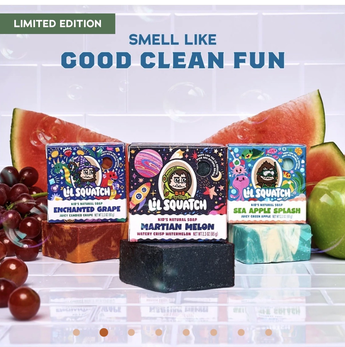 Dr Squatch Lil Squatch 3-Pack Kids SoapSea Apple, Martian Melon, Enchanted Grape