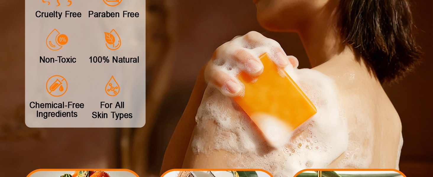 5 PCS Persimmon Soap Bar for Body Odor Control, Natural Deodorant Body Bar Soap