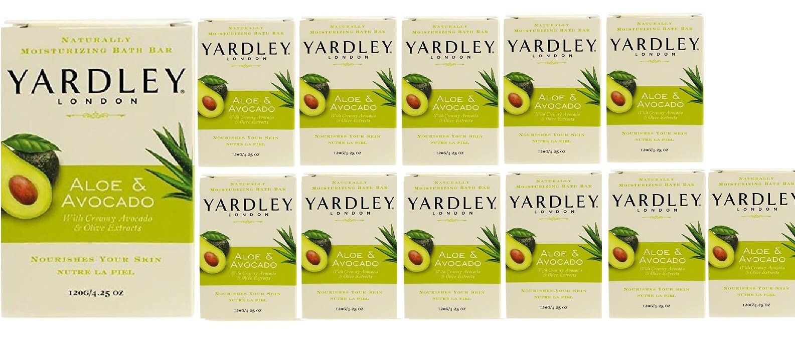 Yardley Soap Aloe Avocado Bath Bar 4.25oz Each Pack of 12