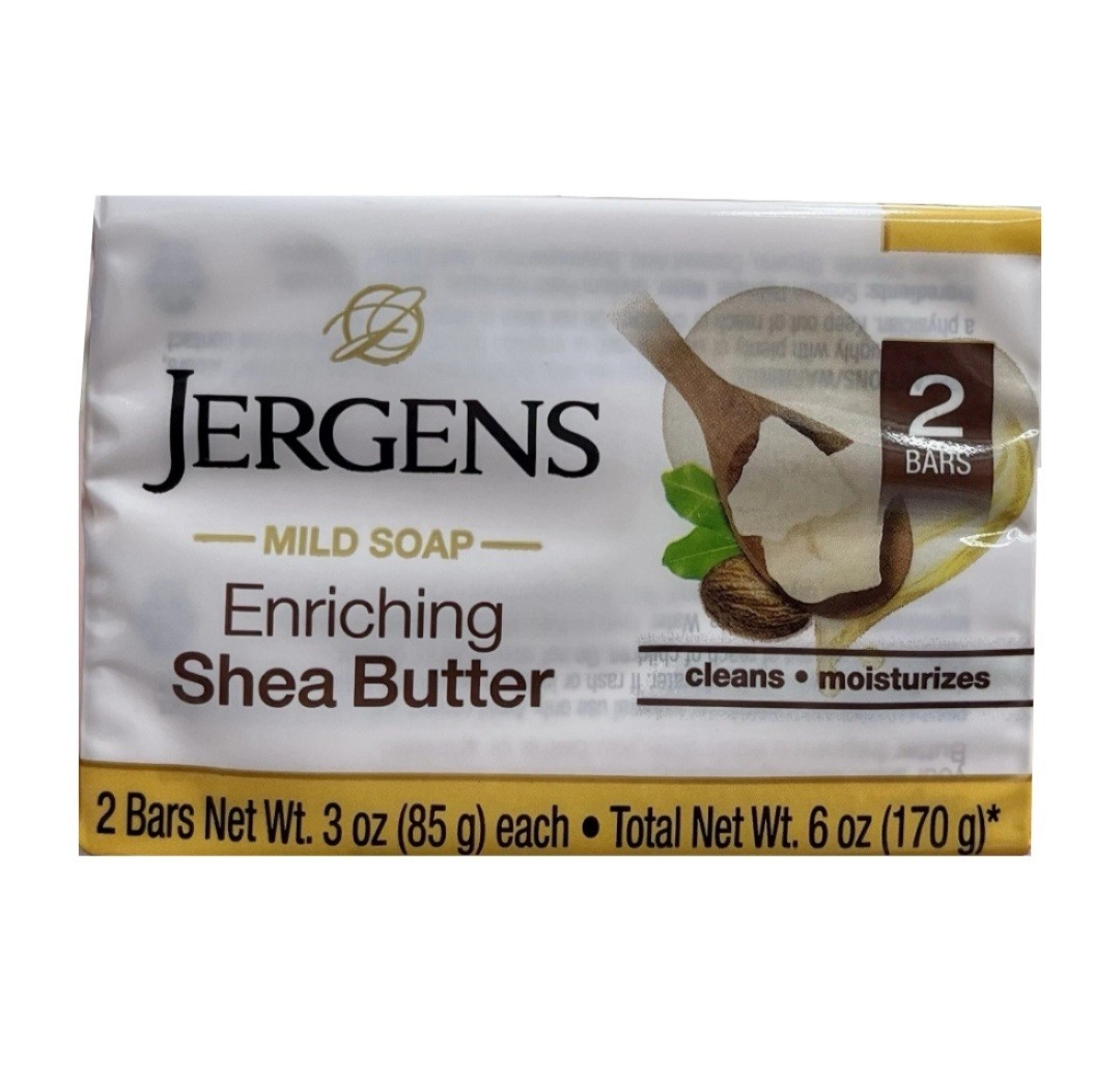 NEW! JERGENS (2-BARS) 3 Oz. (85g) Bars 🟡🫧 ●SHEA BUTTER● Enriching Mild Soap🫧.