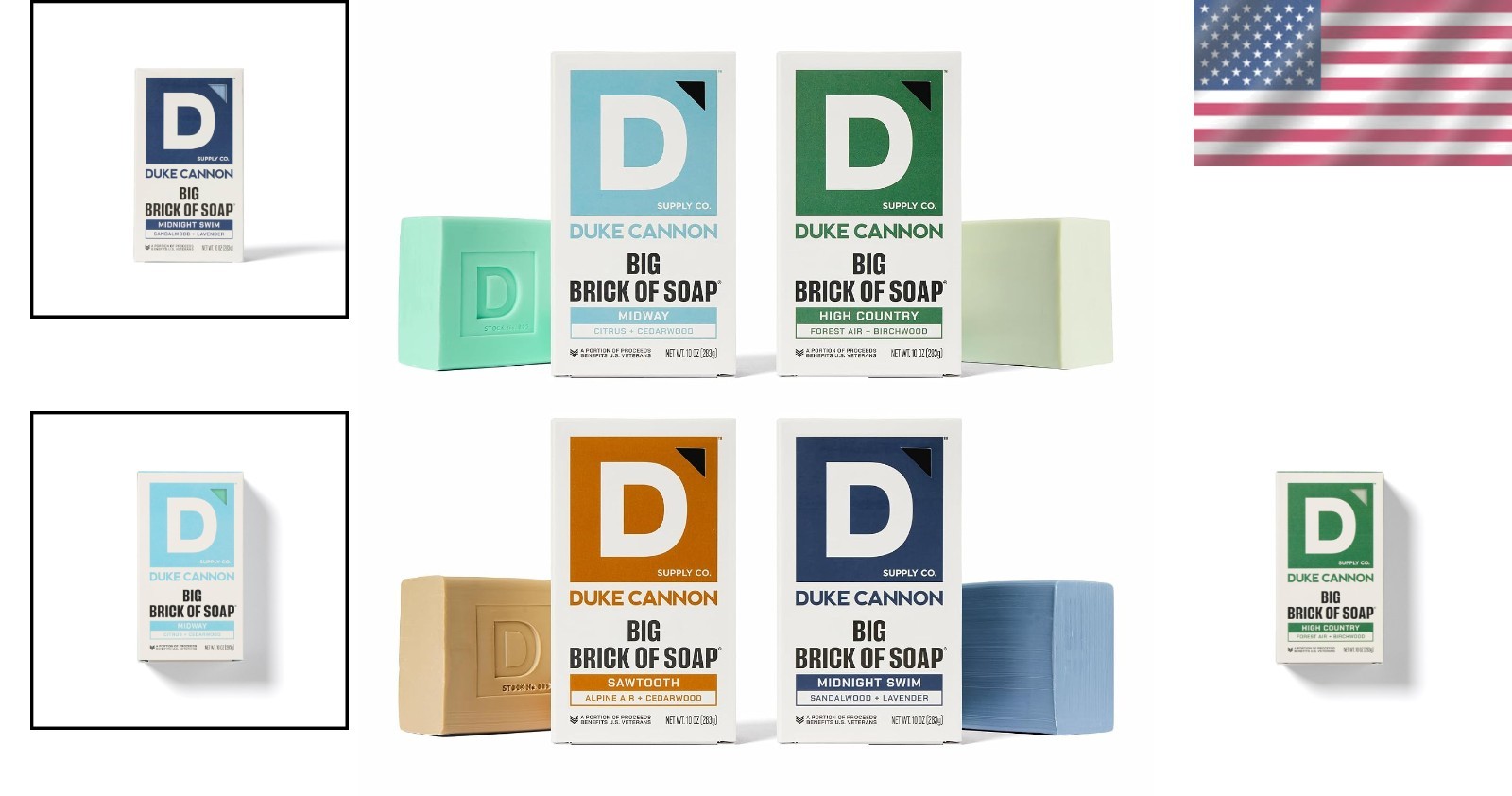 Big Brick Bar Soap for Men – Variety Pack, 4 Scents
