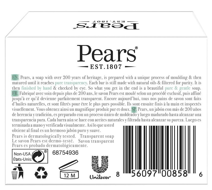 Pears Transparent Glycerin Bar Soap 3.53 Oz Pack of 2 (Gold-Orange Color)