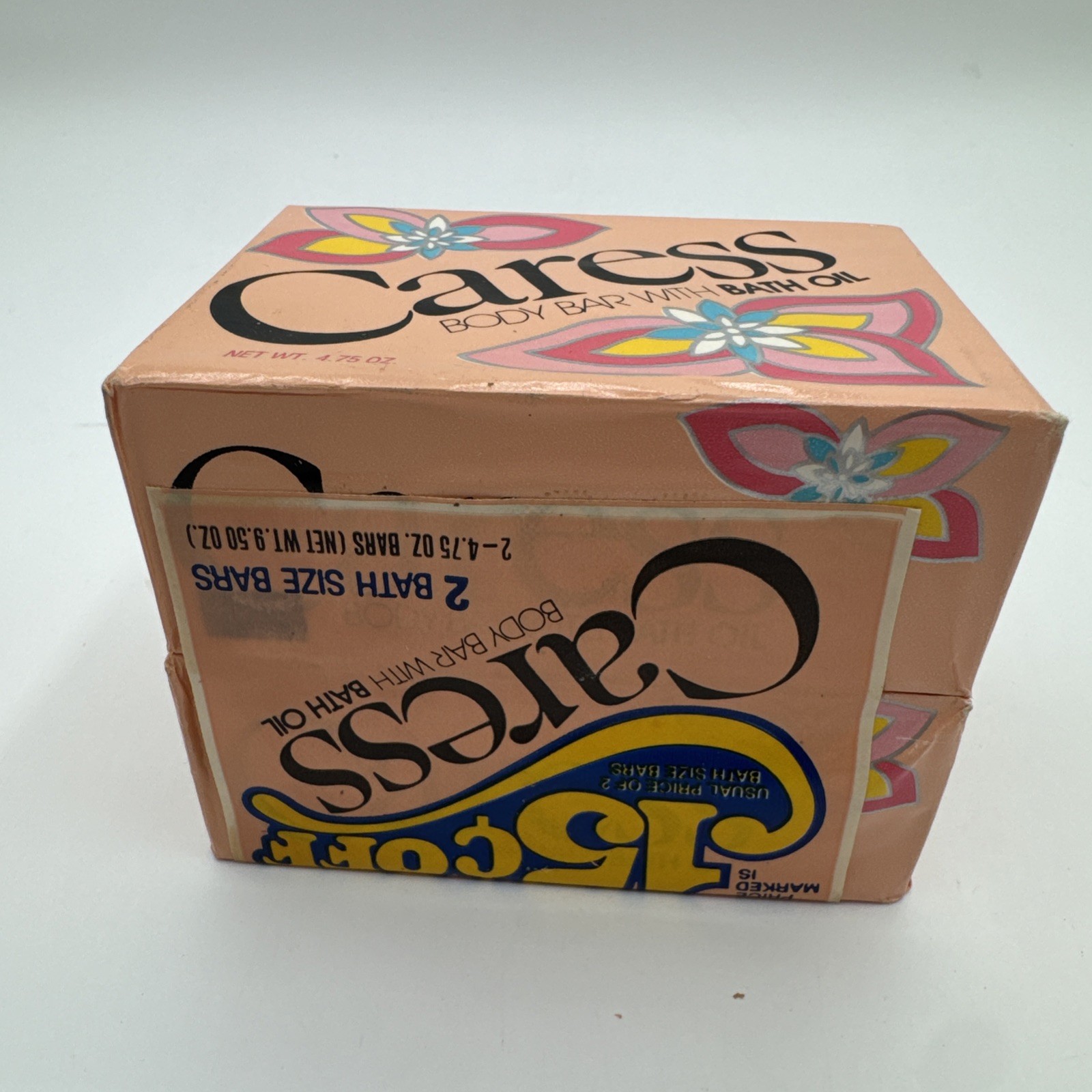 Lot Of 2 Vintage NOS Caress Soap Bar Bath Oil Flower Label