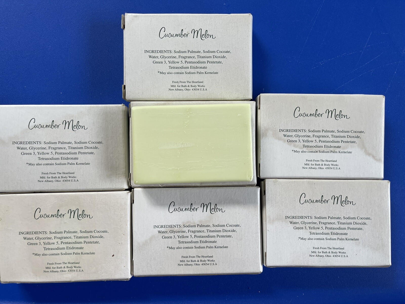 Lot of 7 Bath & Body Works Cucumber Melon 1.5oz/42g Soaps Hotel Boxed Bars New