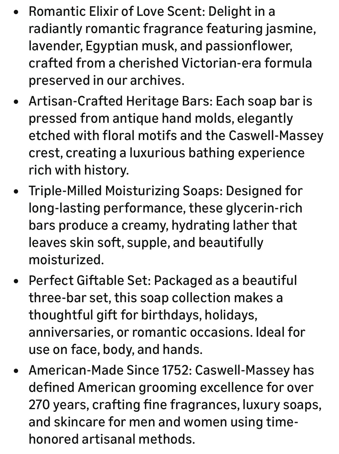 Caswell Massey Elixir of Love No. 1 Luxury Bath Soap 3 Bars 3.5 oz Each NEW