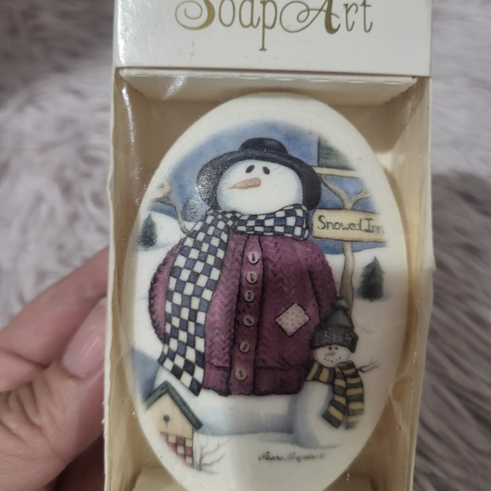 Soap Art Christmas Holiday Picture Soap Bar With Snowman Lasting Impressions