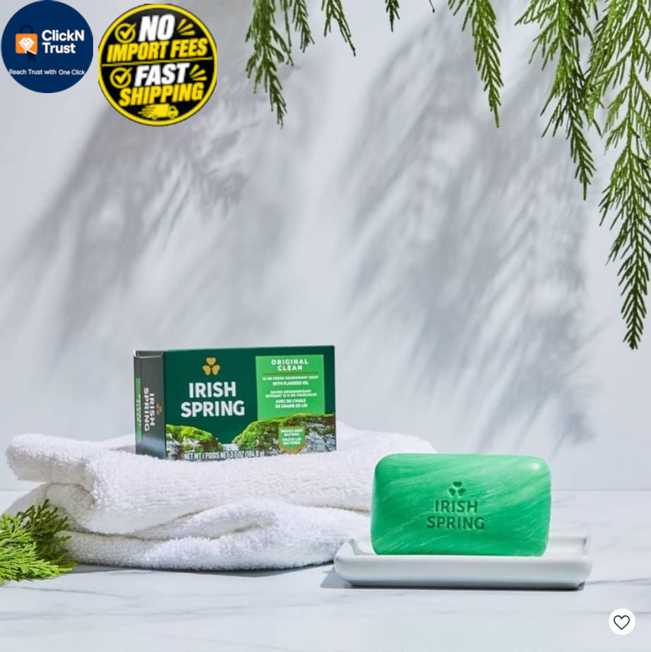 Irish Spring Original Deodorant Bar Soap, 3.20 oz 3.2 Ounce (Pack of 2),