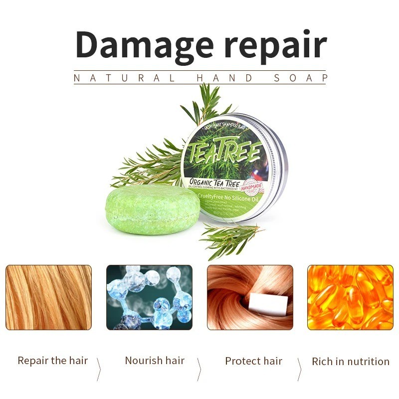 Tea Tree Essential Oil Shampoo Bar Oil Control Refreshing Handmade Hair Soap
