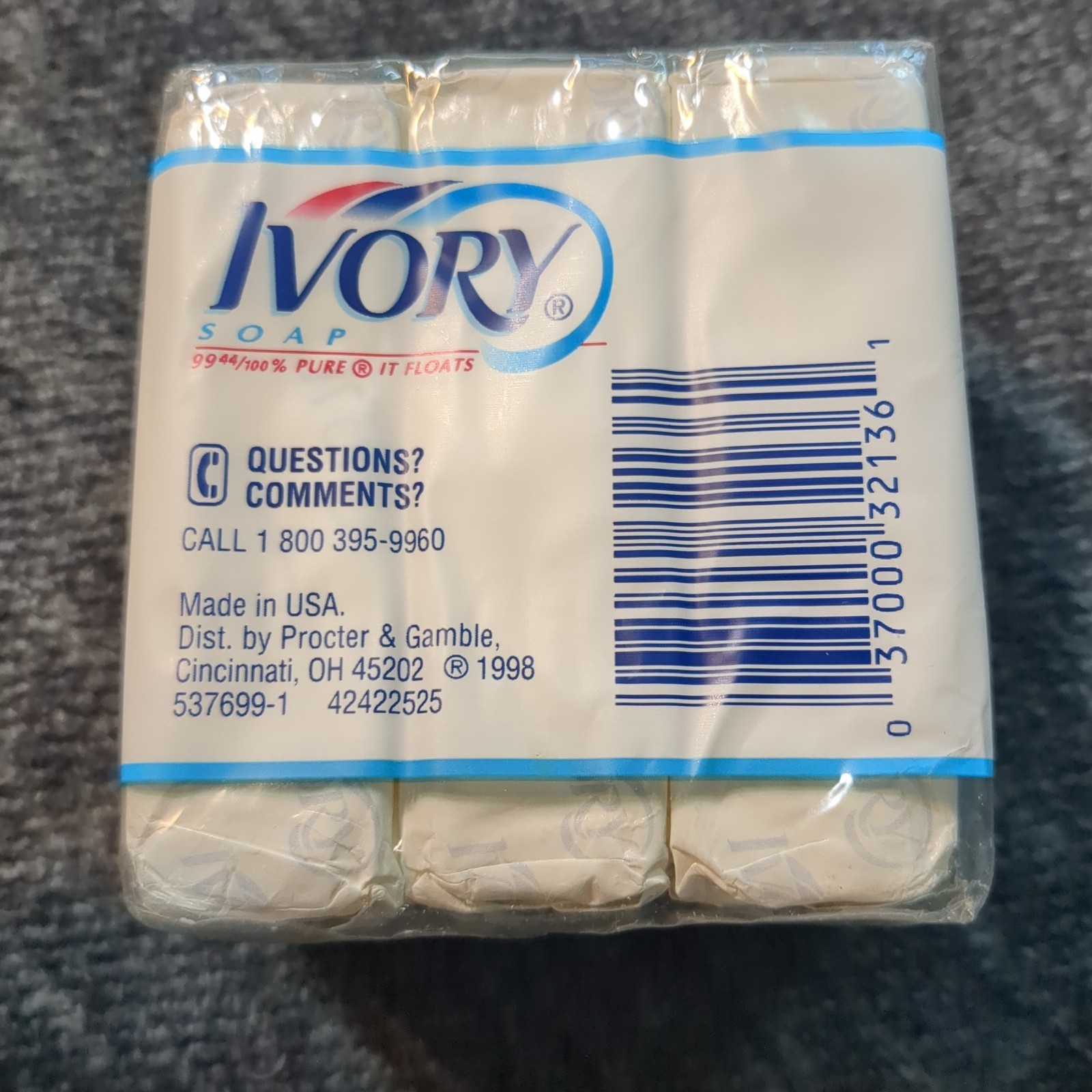 Vintage Ivory Soap Bars 1996 3 Pack Proctor Gamble 3.5 Oz Each Bar Sealed USA