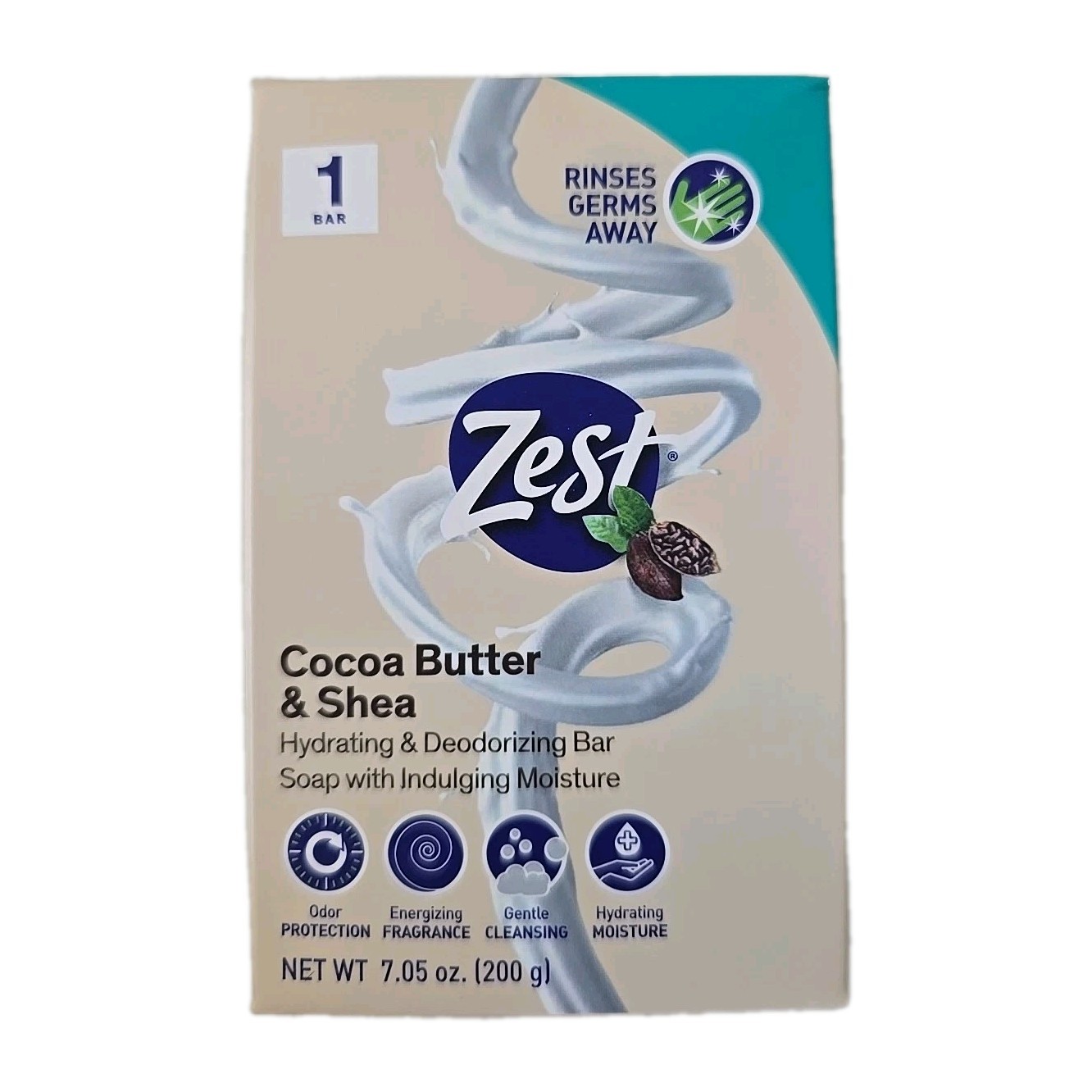 ZEST COCOA BUTTER AND SHEA Bar Soap 7.05 Ounces Per Bar Lot Of 5 Bars