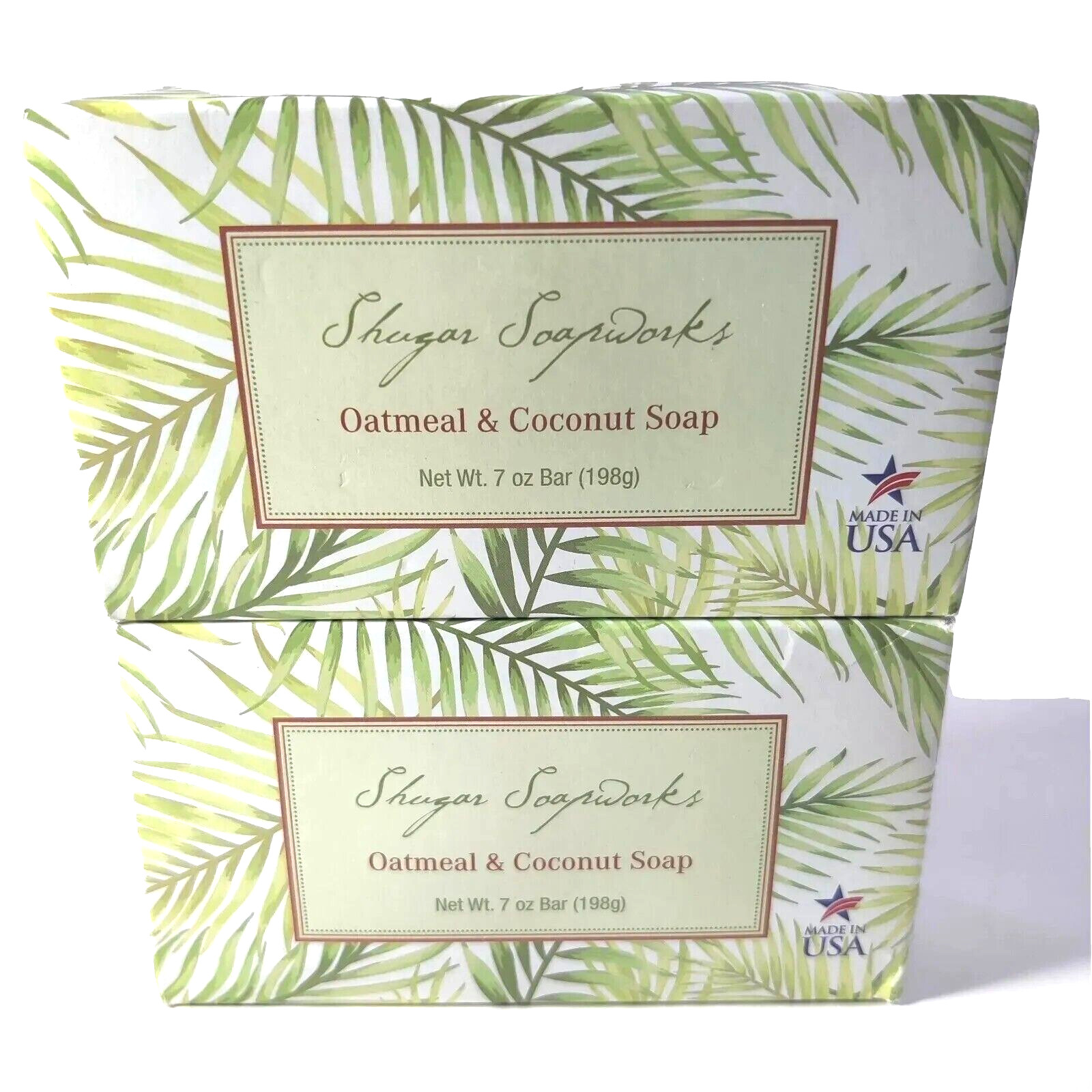 Shugar Soapworks Bar Soap Coconut and Oatmeal 7 oz Each, 2 Bars NIB