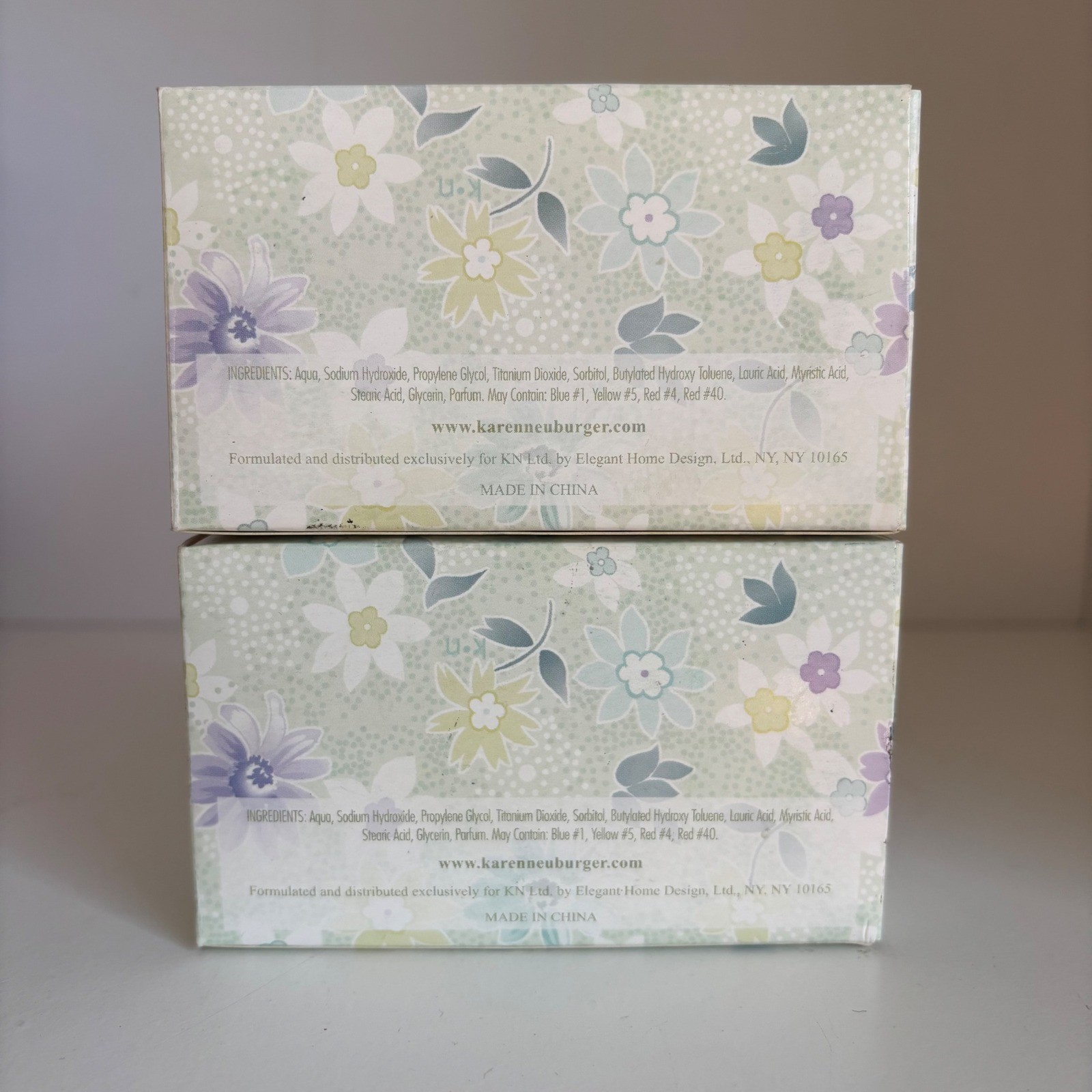Karen Neuburger Lavender Triple Milled Soap Floral Set 2 New 5 oz each Full Size