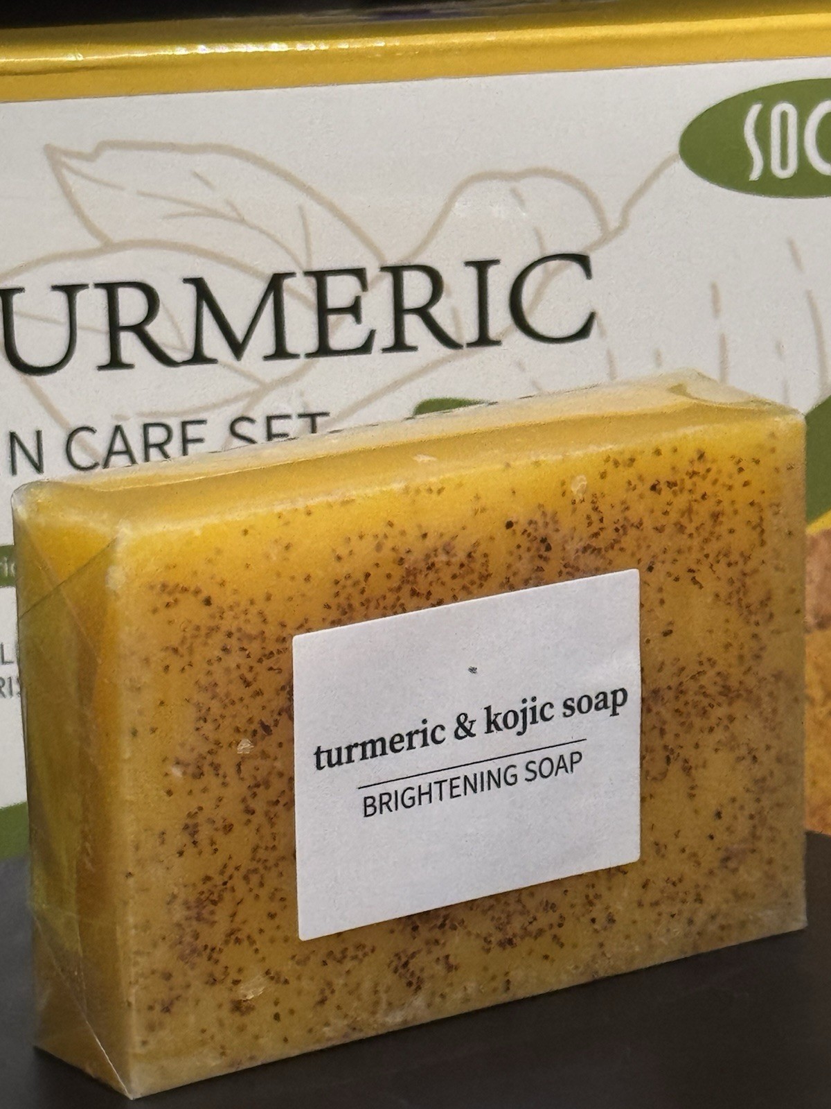 Socus Turmeric & Kojic Brightening Soap Bar 3.52oz Lemon Scent Moisturizing