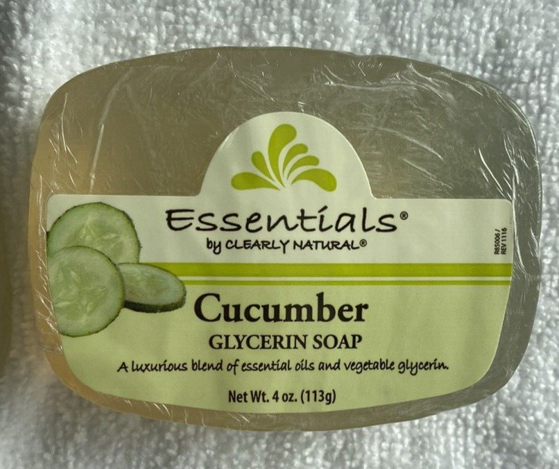 Essentials By Clearly Natural: CUCUMBER GLYCERIN SOAP 4 Oz NEW Lot of 2 Sealed
