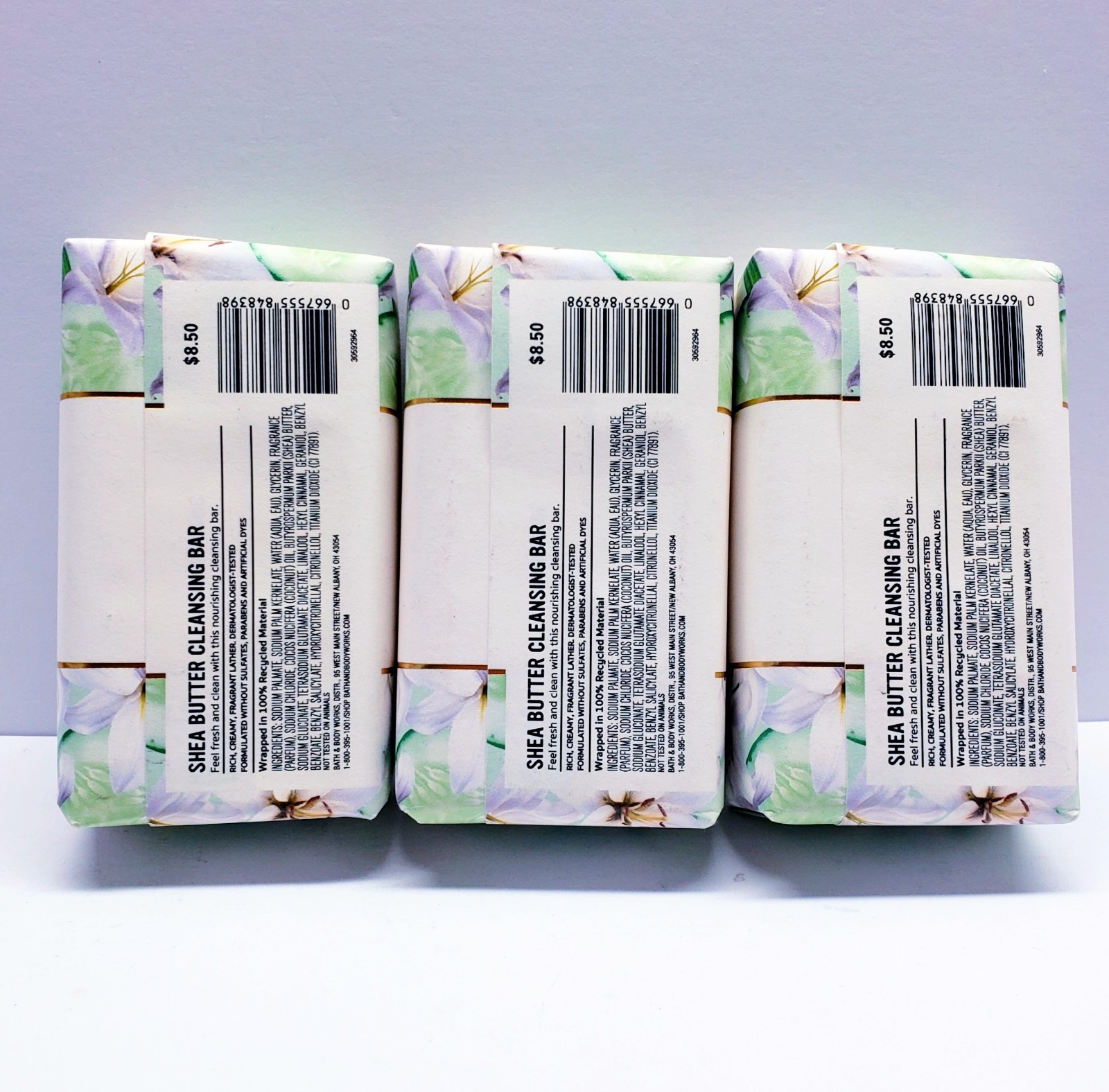 Bath & Body Works CUCUMBER & LILY Shea Butter Cleansing Bar Soap, 5 oz (3 pack)
