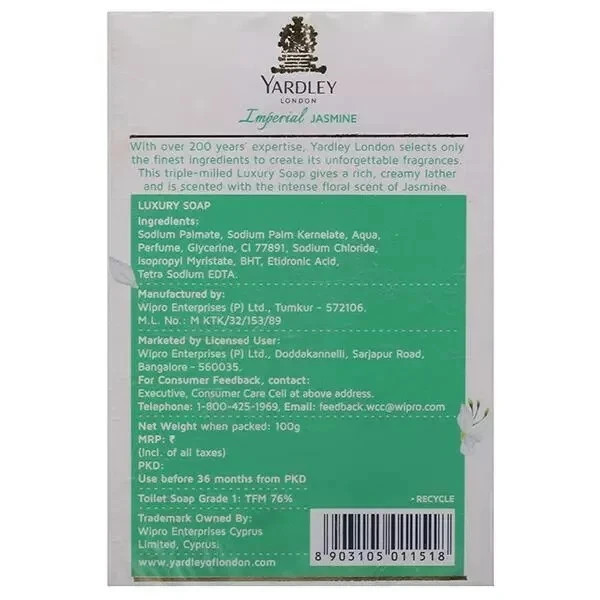 PACK OF 3 Yardley London Imperial Jasmine Luxury Soap – 100g / 3.5 oz