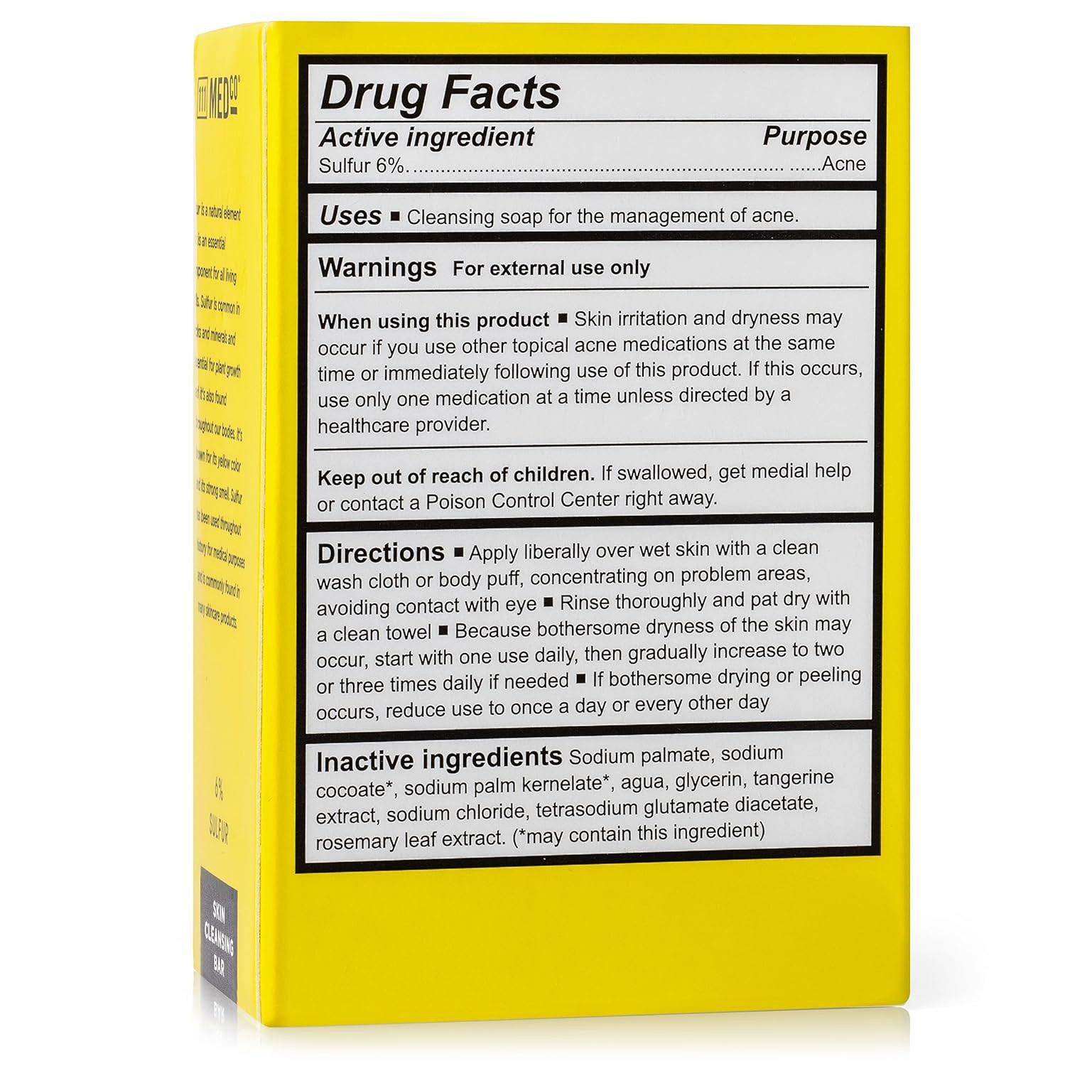 6% AZUFRE medicado 4oz. Barra de jabón limpiadora de la piel