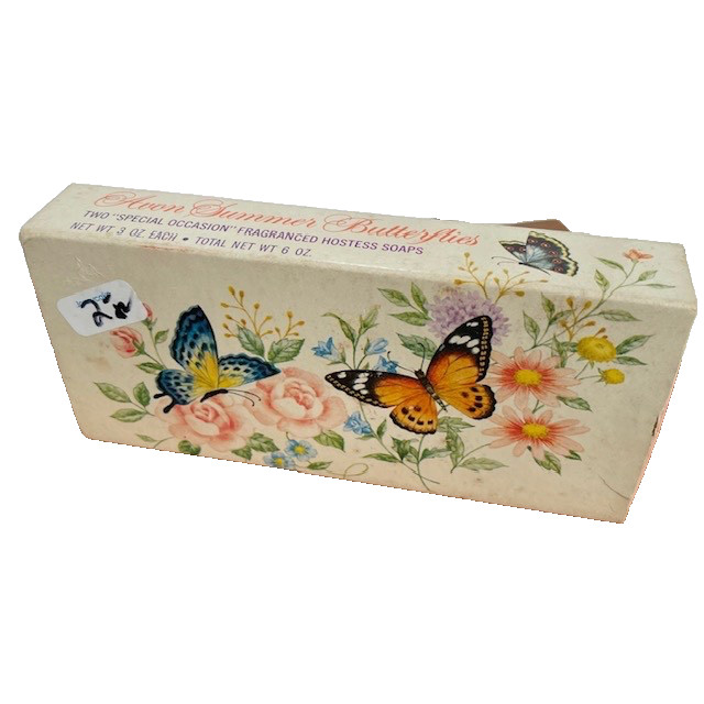 Vintage Set of 2 Avon Summer Butterflies & Blossoms Soaps 3oz each Hostess Box