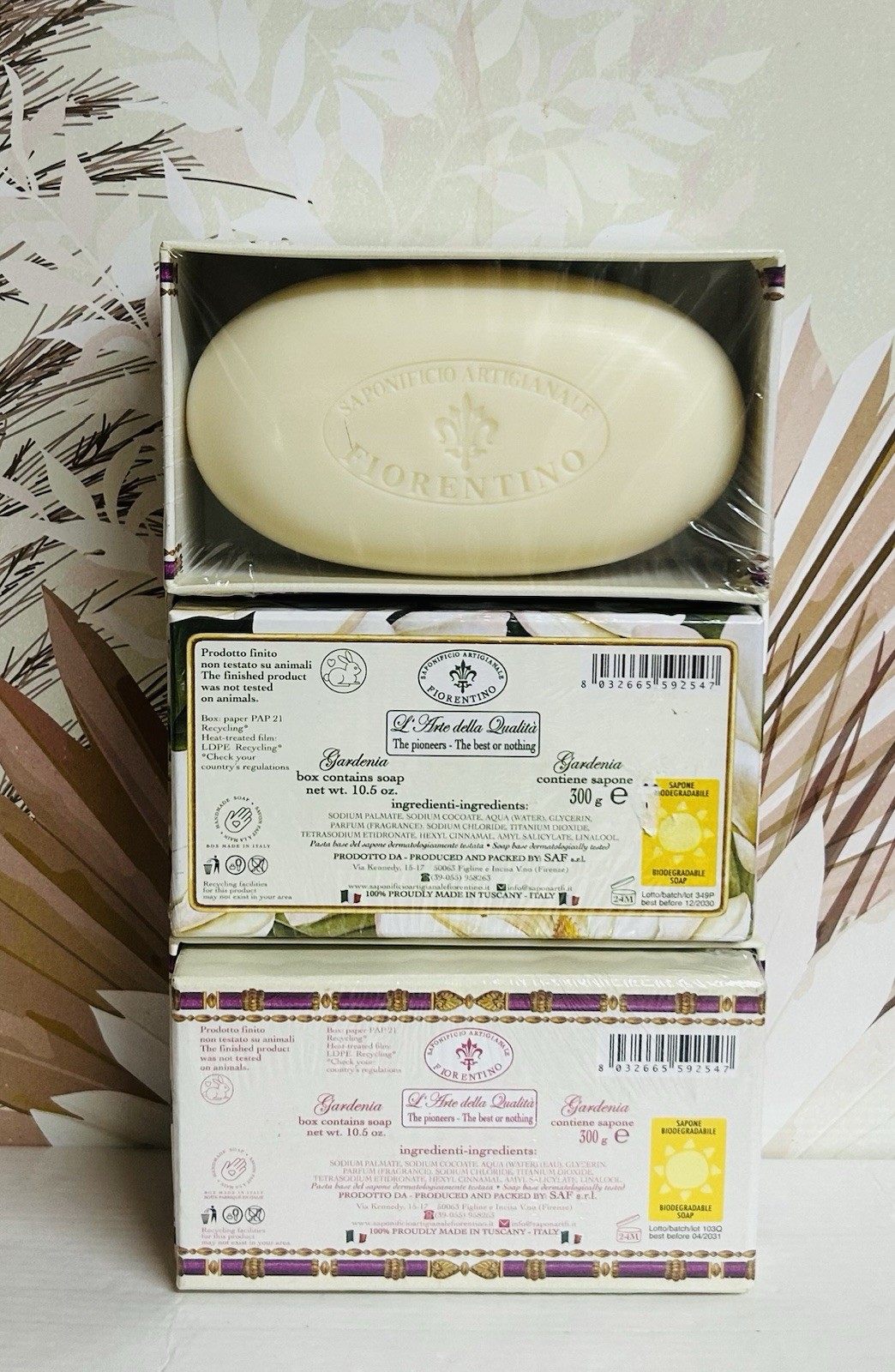 3-Pack Saponificio ~ Gardenia Scented Bar Soap 10.5 oz Each