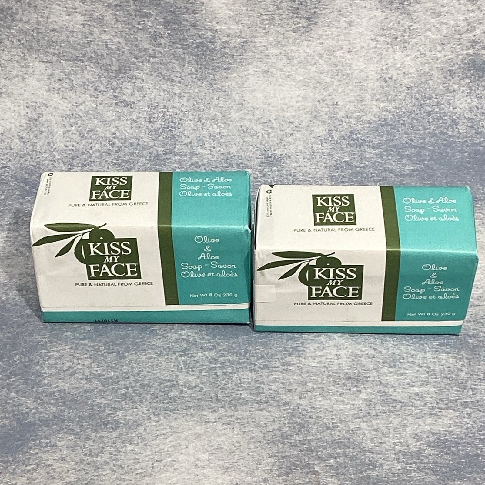 TWO New Kiss My Face Olive & Aloe Soap Bars Cruelty Free Vegan 8 oz ea