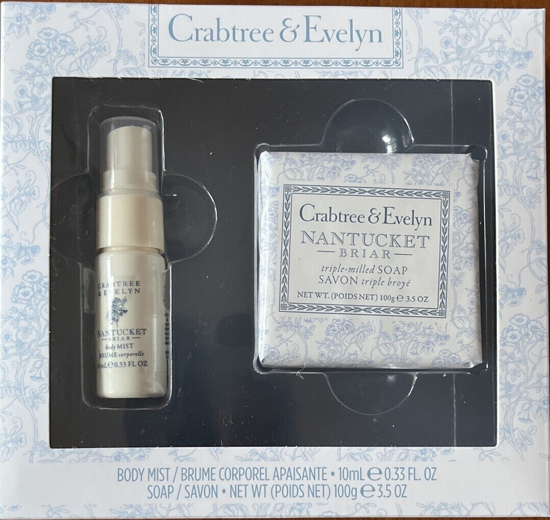 2 PC Crabtree Evelyn NANTUCKET BRIAR Triple Milled Soap & Body Spray NIB