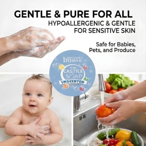 Brittanie’s Pure Organic Castile Liquid Olive Oil Soap Refill, 1 Gallon Unsce…