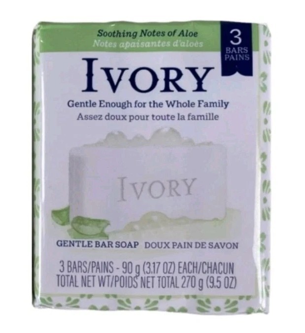 NEW! IVORY (3-BARS) 3.17 Oz. 💚•NOTES OF ALOE•💚 99% Pure Safe Clean & Simple🫧•