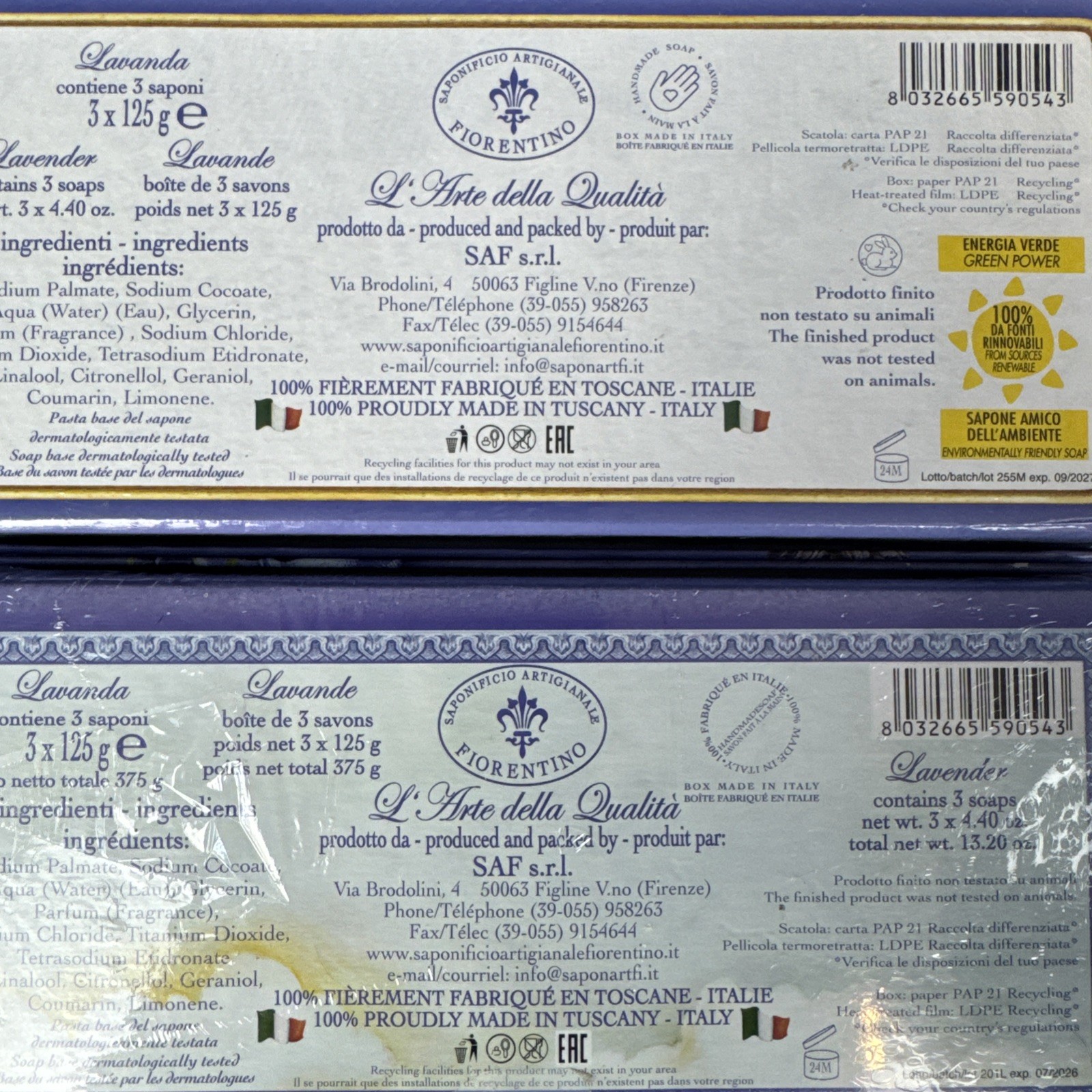 La Saponeria Firenze Lavender Scented Soaps 6 x 4.40oz Tuscany Italian NEW Italy