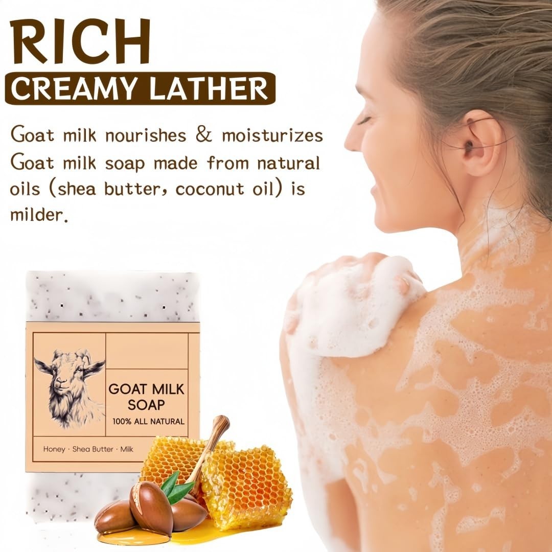 Honey Goat Milk Soap Bar Shea Butter Coconut Oil Triple Milled Moisturizing 100g