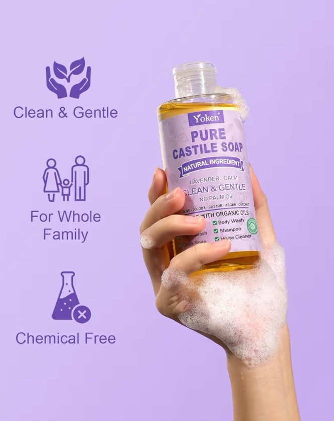 Relaxing Lavender Castile Soap – 8oz Organic Multi-Purpose Liquid Cleanser