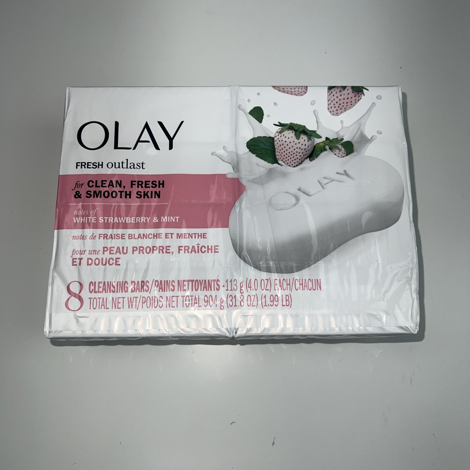 Olay Fresh Outlast White Strawberry & Mint Soap Bars 8 Ct Cleansing