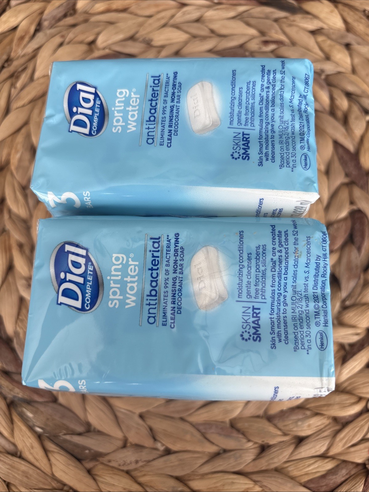 Dial Complete Spring Water Antibacterial Bar Soap Two Pack of 3;4oz Bars Sealed