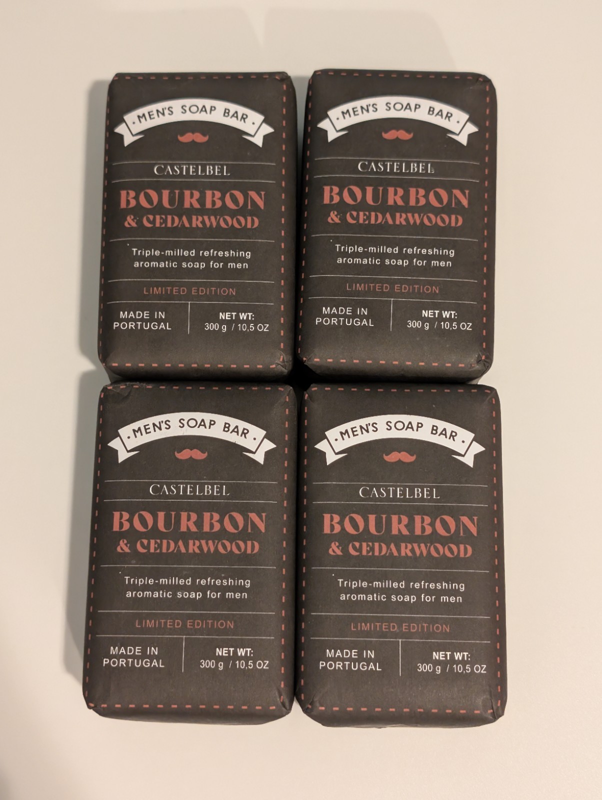 4 Castelbel BOURBON CEDARWOOD Limited Edition Triple Milled Bar Soap 10.5oz Men
