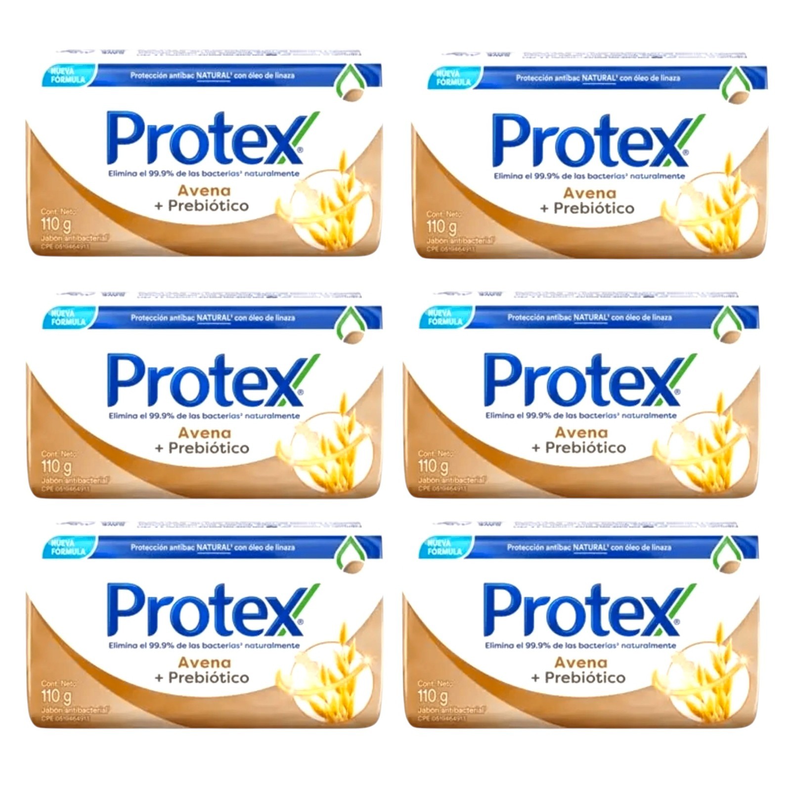 PROTEX Jabon en barra – 6 Pack – Avena + Prebiotico – Oat & Prebiotics